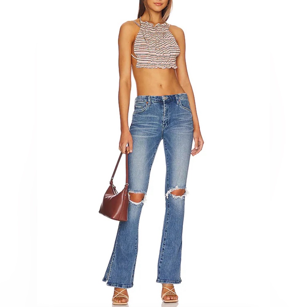 Bardot || Stripe Barely There Open-Back Top In Ta… - image 2